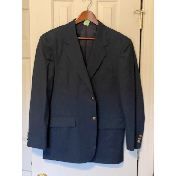 Black Blazer Men's Single Breasted 2 Button LC Shield Brass Button Star Fashion - Picture 5 of 10